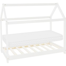 Kinderbed met dak en lattenbodem 70x140 cm White Pine ML Design