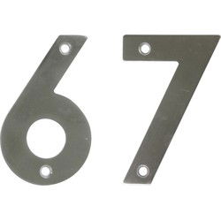 AMIG Huisnummer 67 - massief Inox RVS - 10cm - incl. bijpassende schroeven - zilver - Huisnummers