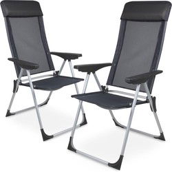 hanSe 2x Lichtgewicht Luchtdoorlatende Tuinstoelen 5 standen - Grijs