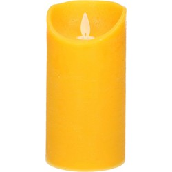 1x LED kaarsen/stompkaarsen oker geel met dansvlam 15 cm - LED kaarsen