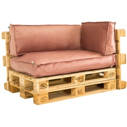 2L Home & Garden Palletkussenset Velvet Oud Roze - 3 Delige set