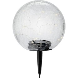 Solar tuinlamp/prikspot glazen bol op zonne-energie 19 cm - Prikspotjes