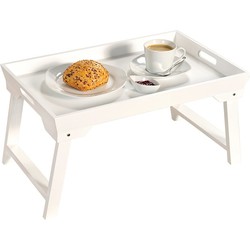 FSC® MDF inklapbare bedtafel met dienblad - Houten Bed tafel - Witte tafel - Bedienblad - Ontbijt dienblad - 52 x 32 x 27Cm - Wit