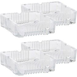 Home & Styling Asbak - 4x - vierkant - deco glas transparant - 10x4 cm - Asbakken