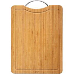 Snijplank met metalen handvat - 30 x 20 cm - bamboe - Serveerplank - Snijplanken