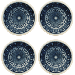 Set van 4 blauw-witte keramische schotelkaarsenhouders D11