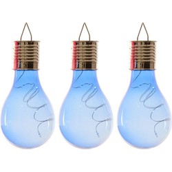 3x Buitenlampen/tuinlampen lampbolletjes/peertjes 14 cm blauw - Buitenverlichting