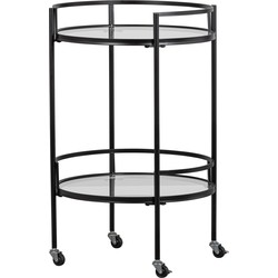 WOOOD Exclusive Zora Trolley - Metaal/Glas - Zwart - 79x50x50