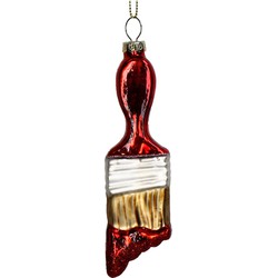 Ornament kerstbal Verfkwast Glas Rood 14 cm