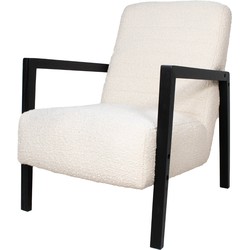 Fauteuil Bouclé Beige - Zwart Onderstel - Zithoogte 51cm