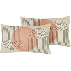 GERBERA  - Sierkussen set van 2 - Beige - 30 x 50 cm - Polyester