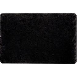 Spirella badkamer vloer kleedje/badmat tapijt - hoogpolig en luxe uitvoering - zwart - 60 x 90 cm - Microfiber - Badmatjes