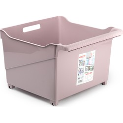 Plasticforte opberg Trolley Container - roze - op wieltjes - L39 x B38 x H26 cm - kunststof - Opberg trolley