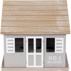 Clayre & Eef Eierkastje Huis 20x14x18 cm Grijs Bruin Hout Egg house Eierhouder