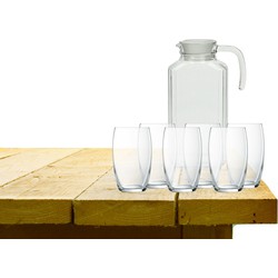 Luminarc karaf schenkkan van glas 1700 ml met 6x stuks Versailles luxe waterglazen - Drinkglazen