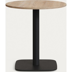 Kave Home - Ronde Dina-tafel van natuurlijke melamine en zwart gelakte metalen poot 68 x 70 cm