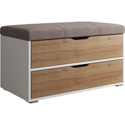 Meubella Schoenenkast Ivano - Wit - Eiken - 85 cm