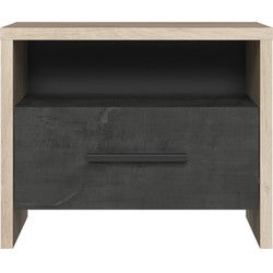 Nachtkastje 1 Lade en 1 Nis - Eiken en Zwart Decor - L49,6 x H40 cm - Colorado