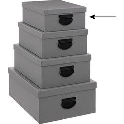 5Five Opbergdoos/box - donkergrijs - 28x22x11 cm - Stevig karton - Opbergbox