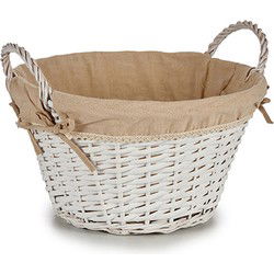 Ronde witte opbergmand met handvatten D45 x H31 cm - Opbergmanden