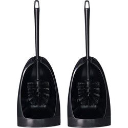 Toiletborstel en houder - 2x - zwart - 42 x 15 x 42 cm - toiletgarnituur - Toiletborstels