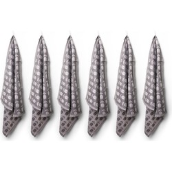 Luxe theedoeken -  6 stuks - 60x65 - patroon tulp - grijs