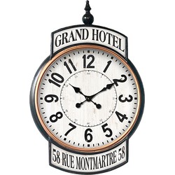 Clayre & Eef Wandklok  62x93 cm Wit Ijzer Grand Hotel Muurklok