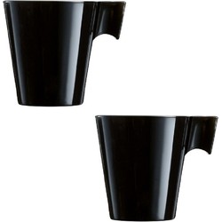 Set van 8x stuks caffe Lungo koffie/espresso mokken zwart - Bekers