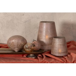 PTMD Windlicht Komal - 19x19x25 cm - Glas - Roze