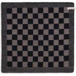 Knit Factory Gebreide Keukendoek - Keukenhanddoek Block - Zwart/Taupe - 50x50 cm