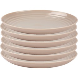 PlasticForte Rond bord/camping bord - 6x - D22 cm - beige - kunststof - Dinerborden