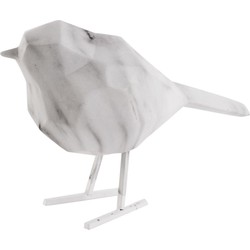 Ornament Bird - Marmerprint Wit - 7,5x17x13,5cm