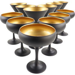 OTIX Glazenset - Set van 12 - Martini - Coupe Glazen - Champagnecoupe - Zwart - ONYX