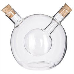 Secret de Gourmet Azijn/Olie flessen tafelset - glas - bolvorm - Olie- en azijnstellen