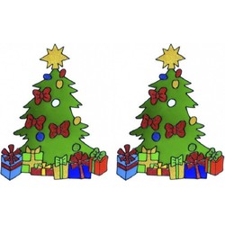 2x stuks kerst decoratie stickers kerstboom plaatjes 30 cm - Feeststickers