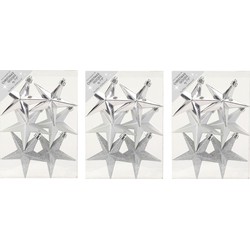 24x stuks kunststof kersthangers sterren zilver 10 cm kerstornamenten - Kersthangers