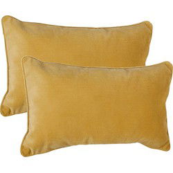 Atmosphera Bank/sierkussens huiskamer Sophia - 2x - 30 x 50 cm - Okergeel - polyester - met rits - Sierkussens