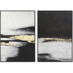 Schilderij Abstract Black & Gold - Set van 2 - 83 x123cm