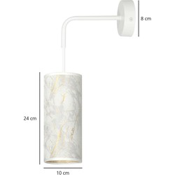 Ringsted witte wandlamp 1x E27 marmer structuur