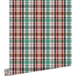 ESTAhome behang ruiten rood, groen en bruin - 53 cm x 10,05 m - 138817