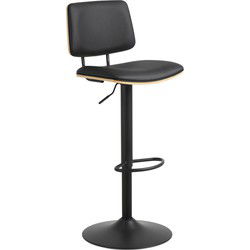 Barkruk - Zwart PU leer - Zithoogte 85cm - Muris