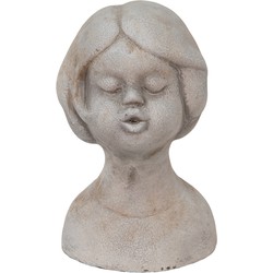 Clayre & Eef Decoratie Buste Meisje 11*10*18 cm Beige Steen Decoratief Figuur Decoratieve Accessoires Woonaccessoires