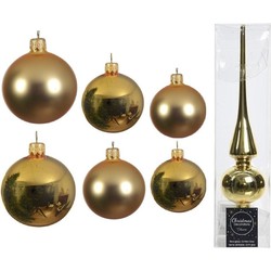 Groot pakket glazen kerstballen 50x goud glans/mat 4-6-8 cm met piek glans - Kerstbal