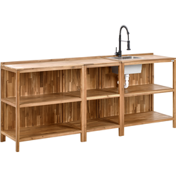 VENOSA  - Buitenkeuken eiland set - Bruin/Zwart - Acaciahout