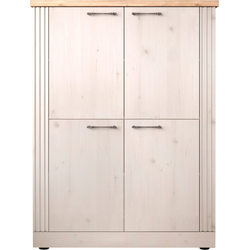 Hoge dressoir met 4 deuren, decor eiken Cadiz en meringuewit H160 cm - COUNTRY