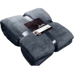 Plaid justin l200b150cm donkerblauw - Unique Living