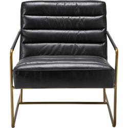 Zwarte lederen fauteuil met metalen poten L66 cm - MARANELLO