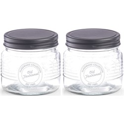 2x Glazen voorraadpotten/bewaarpotten 420 ml Old Fashioned 10 x 9 cm - Voorraadpot