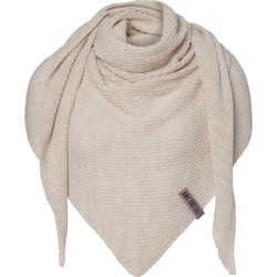 Knit Factory Gina Gebreide Omslagdoek - Driehoek Sjaal Dames - Beige - 190x85 cm