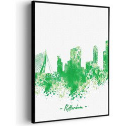 Muurwerken Akoestisch Schilderij - Skyline Rotterdam Watercolor Paint - Geluidsdempend Wandpaneel - Wanddecoratie - Geluidsisolatie - BASIC (AW 0.65) S (50X70)